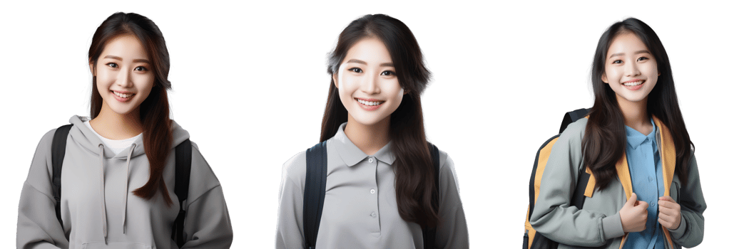 Beautiful and confident female university student transparent background AI Generative png