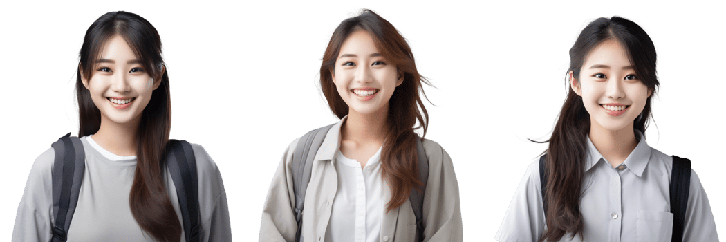 Beautiful and confident female university student transparent background AI Generative png