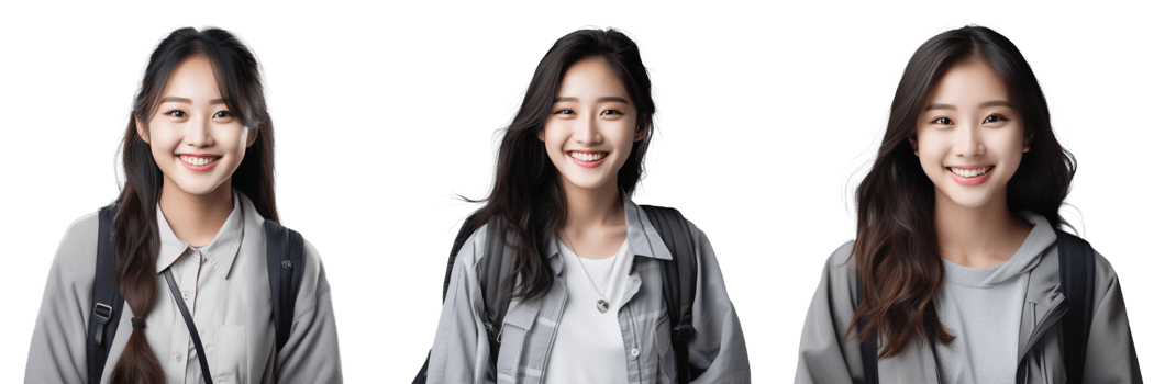 Beautiful and confident female university student transparent background AI Generative png