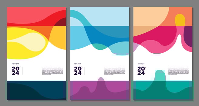New Year 2024 Colorful Abstract Geometric and Fluid for Poster and Banner Greeting Card vector