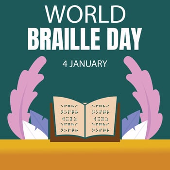 illustration vector graphic of an open book with braille alphabet sides, perfect for international day, world braille day, celebrate, greeting card, etc.
