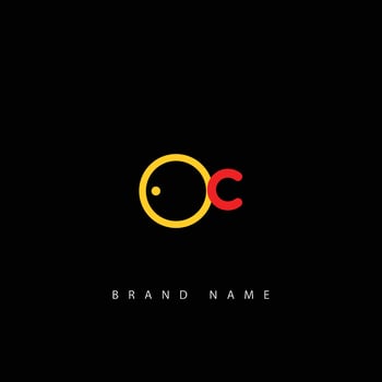 ac or oc logo design vector in silver gradient 3d design