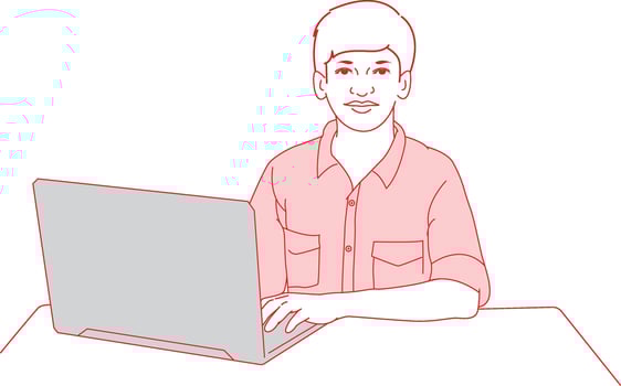 Busy Working With Laptop Line Art Free Line Art Illustration vector