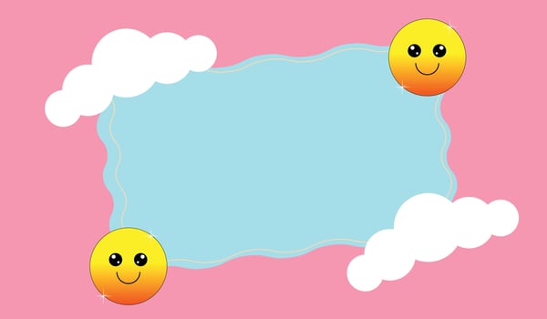 Cute pink and white clouds isolated on light blue background for scrapbooking, decal, planner stickers, decor for nursery vector