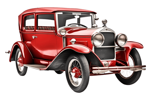 Red Vintage Car Isolated on Transparent Background. AI Generative png
