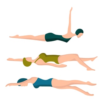 female swimmer set Stock Vector Illustration