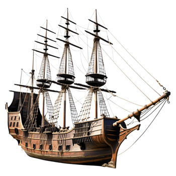 Old Pirate Ship Isolated on Transparent Background. AI Generative png