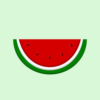 a slice of watermelon on a green background vector