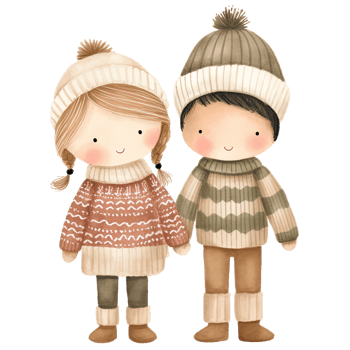 AI generated Cute Holiday Couple Christmas Clipart in Whimsical Watercolor Style, Generative Ai png