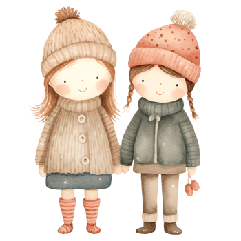 AI generated Cute Holiday Couple Christmas Clipart in Whimsical Watercolor Style, Generative Ai png