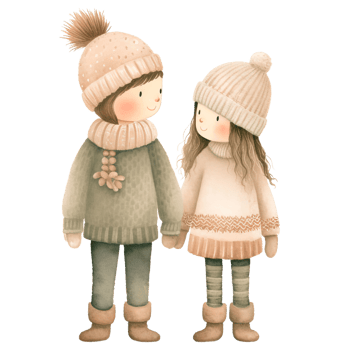 AI generated Cute Holiday Couple Christmas Clipart in Whimsical Watercolor Style, Generative Ai png