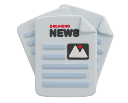 3d breaking newspaper icon illustration png