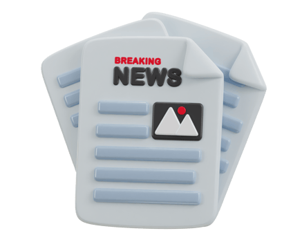 3d breaking newspaper icon illustration png
