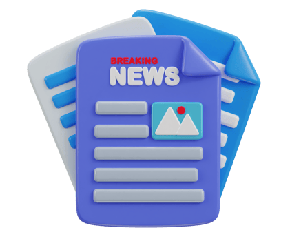 3d breaking newspaper icon illustration png