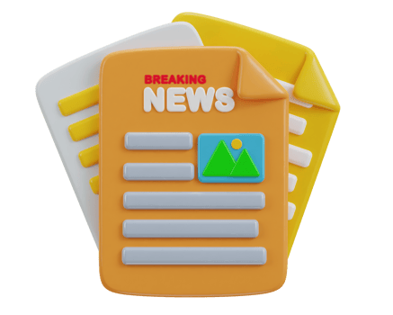 3d breaking newspaper icon illustration png
