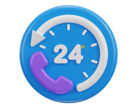 24 hours watch with customer support service 3d icon png