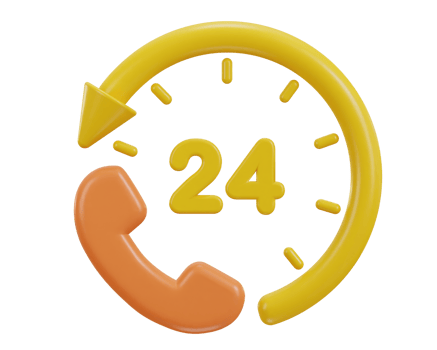 24 hours watch with customer support service 3d icon png