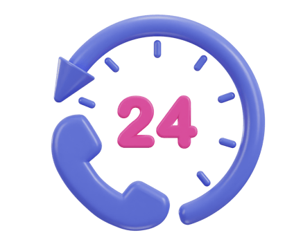 24 hours watch with customer support service 3d icon png