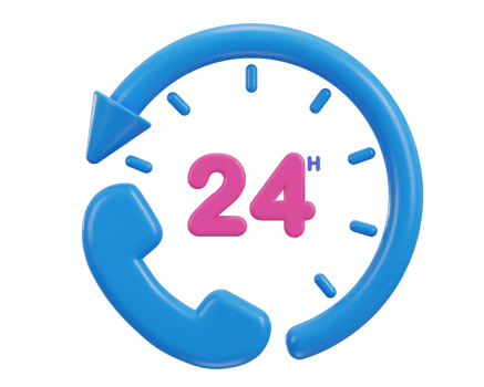 24 hours watch with customer support service 3d icon png