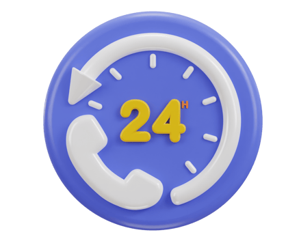 24 hours watch with customer support service 3d icon png