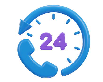 24 hours watch with customer support service 3d icon png
