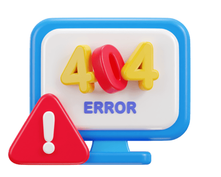 3d computer desktop showing alert error 404 page not found illustration png