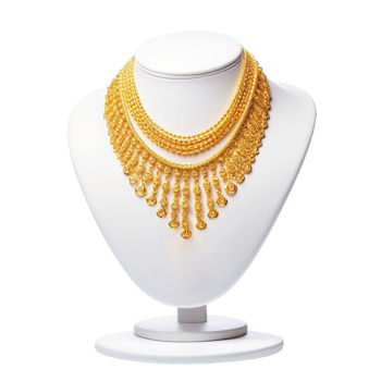 AI generated Gold necklace on a white mannequin. 3d render, Generative Ai png