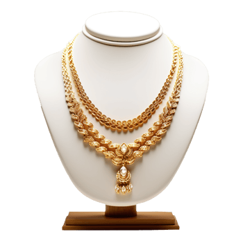 AI generated Gold necklace on a white mannequin isolated. 3d render, Generative Ai png