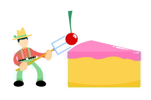 farmer man agriculture and sweet cherry cake cartoon doodle flat design style vector illustration