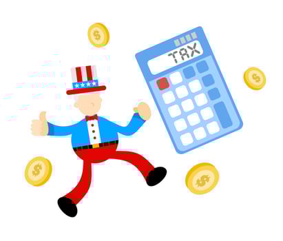 Tax calculator uncle sam cartoon illustration vector