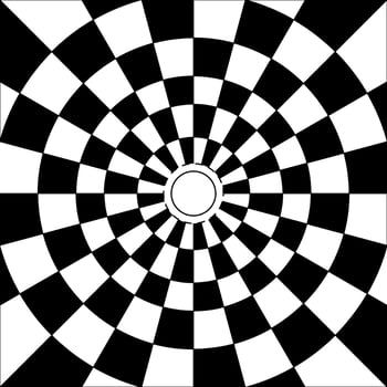 Dart board background, black and white spiral design pattern, abstract geometric art background, tile, vector illustration.