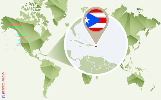 Infographic for Puerto Rico, detailed map of Puerto Rico with flag. vector