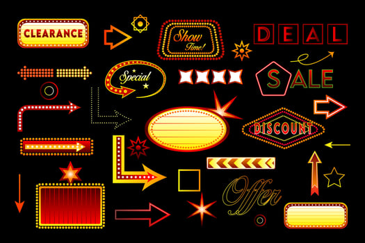 Classic retro signboards neon sign motel vector