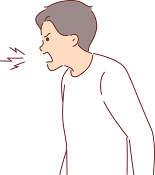 Angry man screams with hatred and negative emotions due to mental problems or failures png