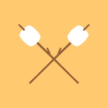 Marshmallow and stick vector. free space for text. Marshmallow stick logo. vector