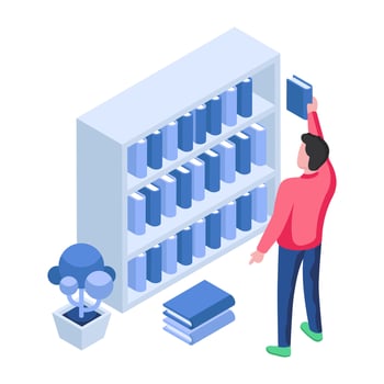 Collection of books showing concept of library illustration vector