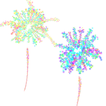 two exploding fireworks with sparks isolated on a dark transparent background on a new year's day night png