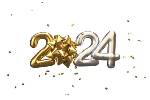 Modern Style silver gold 3D render balloon text with confetti png