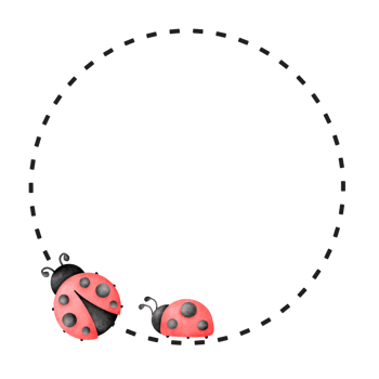 Watercolor ladybug circle png