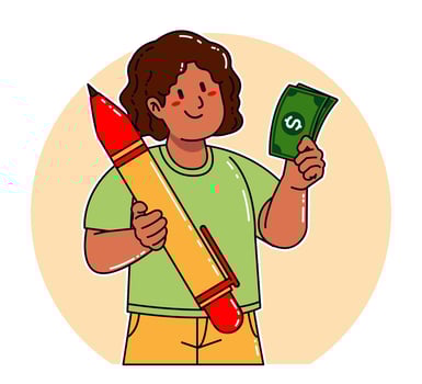 Black woman carrying a pen vector