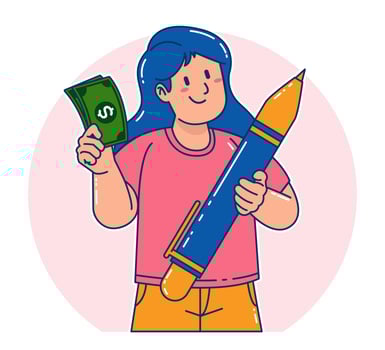 Woman carrying a pen vector