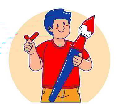 Man carrying watercolor brush vector