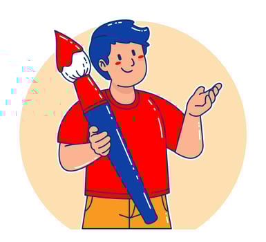 Man carrying watercolor brush vector