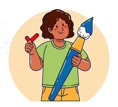 Black woman carrying watercolor brush vector