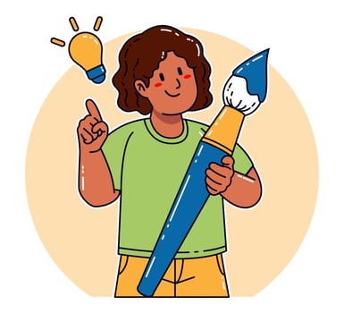 Black woman carrying watercolor brush vector