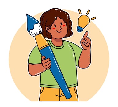 Black woman carrying watercolor brush vector