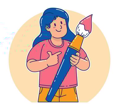 Woman carrying watercolor brush vector