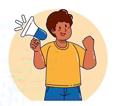 Man holding megaphone announcement vector