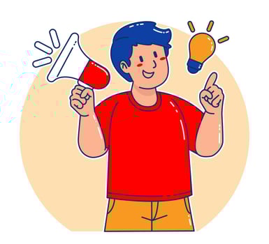 Man holding megaphone announcement vector
