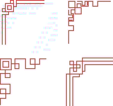 Chinese Traditional Corner With Different Shape. Simple Design. Isolated Vector Set.